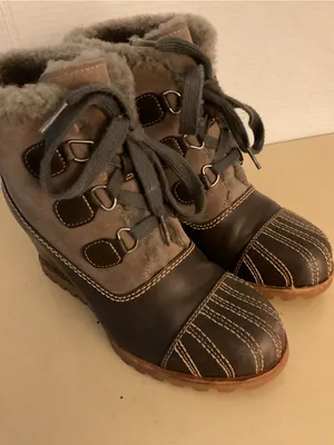 UGG women brown suede leather platform wedge Alasdair boots US 6.5 thumbnail 6