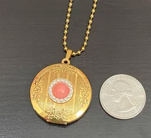 Vintage Unsigned Gold-tone Ball Chain Locket Pendant Necklace thumbnail 11
