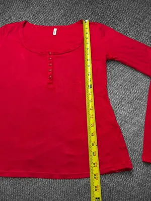 Halara Red Fitted Long Sleeve Henley Top Size S NWT thumbnail 6