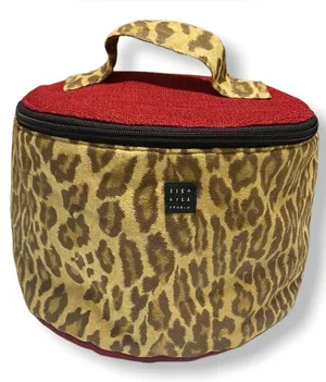 1154 Lill‎ Studio Leopard Print Red Tweed Makeup Cosmetic Toiletry Bag Travel thumbnail 1