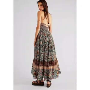 Free People Bohemian Gypsy Beachy Real Love Maxi Dress Twilight Combo Size Large thumbnail 6