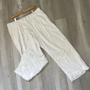 Abercrombie & Fitch Pants linen straight leg dress womens White size 12 petite thumbnail 1