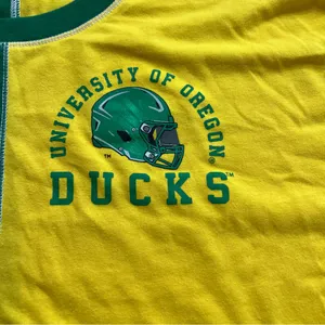 University of Oregon Ducks Half & Half Cropped Tee Green Yellow Women’s thumbnail 2