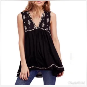 Free people diamond embroidered babydoll tank top small thumbnail 3