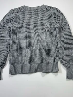 J. Crew 100% Cotton Gray V-Neck Chunky Knit Pullover Sweater thumbnail 8