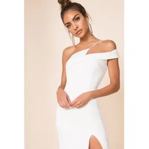 Revolve Superdown Jillian White Asymmetric Cutout Midi Dress XS Minimalist Chic thumbnail 4