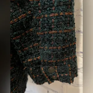 Coldwater Creek teal green boucle tweed jacket bronze metallic threads size 12 thumbnail 6