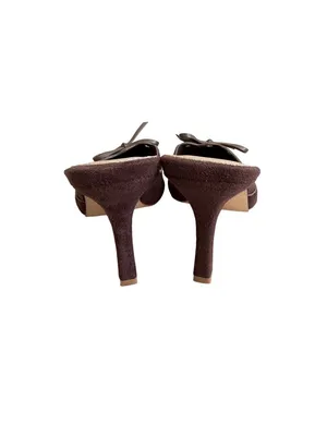 WHITE FOX Brown Faux Suede Bow Mules Heels Size 9 NEW NWOB thumbnail 3
