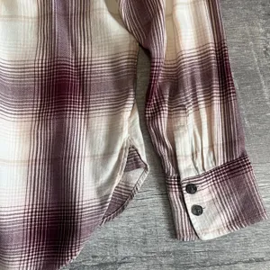 Madewell NEW Long Sleeve Flannel Popover Shirt Womens XL Plaid Burgundy Tunic thumbnail 7