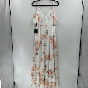 Lulus Take You There Floral Maxi Dress M NWT Ivory Off Shoulder Wedding Guest thumbnail 9