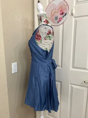 D’all Sleeveless Ruffle-Front Mini Dress in Blue size L thumbnail 4