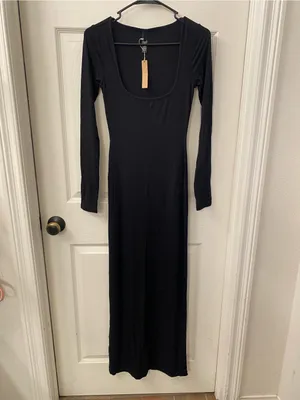SKIMS Black Long-Sleeve Bodycon Maxi Dress thumbnail 5