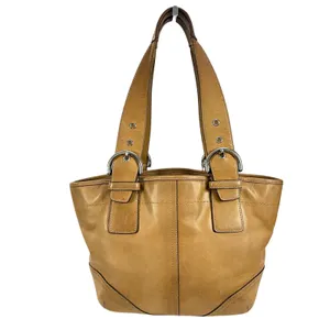Coach Tan Leather Tote Shoulder Bag Adjustable Strap Hangtag Large Purse thumbnail 4