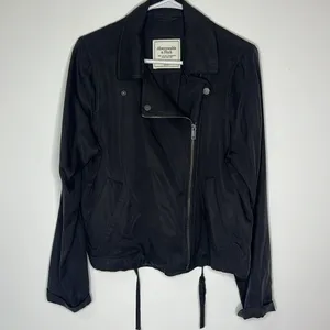 Abercrombie & Fitch Gray Drape Moto Cargo Utility bomber Jacket thumbnail 9