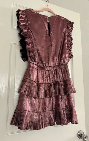 Boutique dress size L pink metallic mini dress thumbnail 1