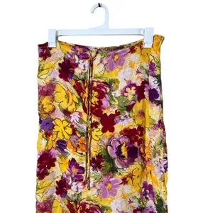 Floral Midi Skirt‎ Yellow Red Purple Tie Waist Casual Spring Summer Women thumbnail 2