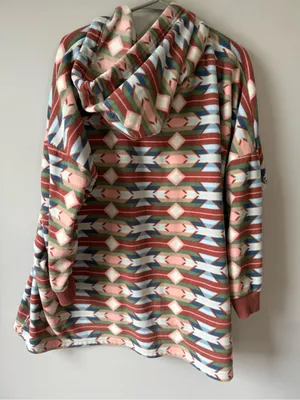 Eddie Bauer Oversize Fleece Sweatshirt Aztec Pattern Multi Color Orange Blue S M thumbnail 5