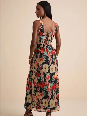 Lulu's Miya Black Multi Floral Sleeveless Maxi Dress thumbnail 3