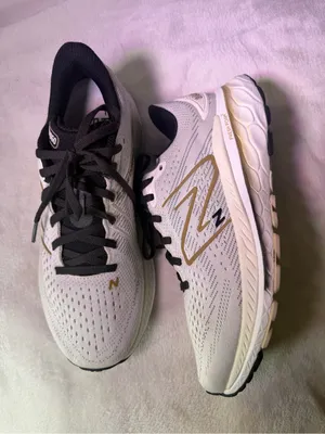 New Balance Women's White and Gold Athletic Running Shoe thumbnail 6