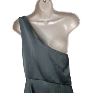 BHLDN Dylan One-Shoulder Satin Side-Slit Gown Green sz 8 thumbnail 7