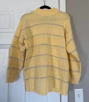 Basic Editions Yellow Turtleneck Mockneck Vintage Sweater Grandmacore thumbnail 1