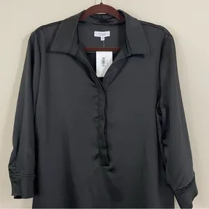 S’EDGE Black Satin 3/4‎ Sleeve Midi Dress NWT Size Medium thumbnail 6
