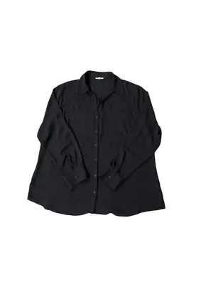 Maurices Women's XXL Black Button Front Blouse Roll Tab Sleeve Semi Sheer Used thumbnail 14