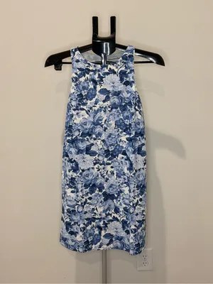 Abercrombie & Fitch Blue Floral Linen Blend Shift Dress XS thumbnail 2
