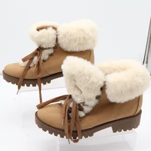 Unionbay Womens Tan Faux Fur Trim Hiker Ankle Boots Lug Sole Size 10 thumbnail 1