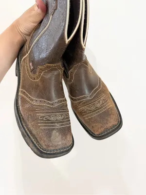 Justin Boots Gypsy Brown Leather Chunky Cowboy Womens 6.5 Western thumbnail 2