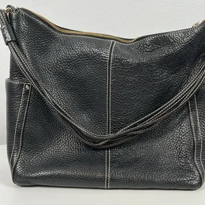 Kate Spade Black Pebbled Leather HandBag 2 Outside pockets, cloth interior thumbnail 6