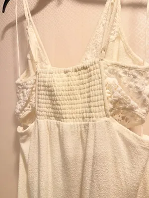 Anthropologie Daily Practice Cream Terry Lace Panel Midi Dress Side Slit Size M thumbnail 8