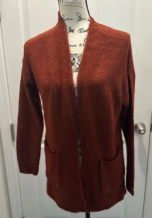 Abercrombie & Fitch Open-Front Cardigan Sweater - Rust Brown thumbnail 1