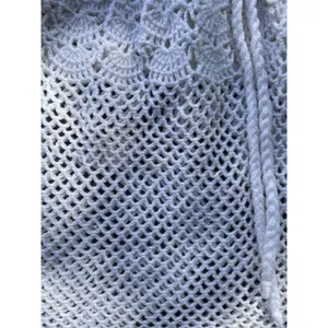 Vintage Handmade Crochet Lace Skirt Cover Up White Boho Festival Drawstring M thumbnail 9