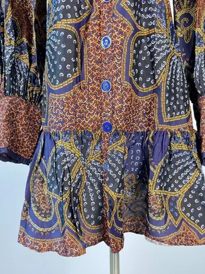NWOT FARM Rio Floral Paisley Ruffles Mini Dress Glam Boho Long Sleeve Size XS thumbnail 9
