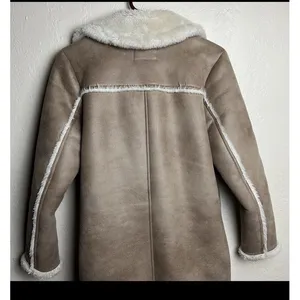 Vintage Y2K Abercrombie Fitch Jacket Womens Small Brown Suede Sherpa Fur 2000's thumbnail 6