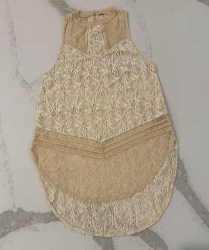 Free People Modern Lace Mesh Maisie Tunic Sleeveless Top Women’s Medium Cream thumbnail 1
