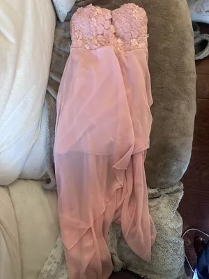 Foreign Exchange Vintage baby Pink sequins fairy chiffon layered strapless dress thumbnail 4