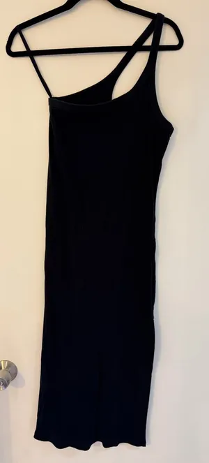 Aerie One Shoulder Black Dress thumbnail 1