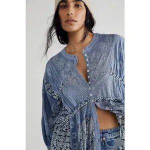 Free People Oh My Mix Print Long Sleeve Dress Duster Size Small thumbnail 4