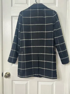 Madewell Windowpane Wool Blend Peacoat Classic Preppy Office Coat XS thumbnail 3