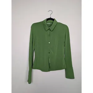 Abercrombie & Fitch slim jersey button down shirt green Small thumbnail 4