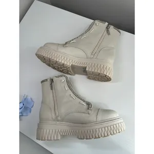 Schutz Amirah White Leather Rhinestone Embellished‎ Platform Combat Boots 6B thumbnail 4