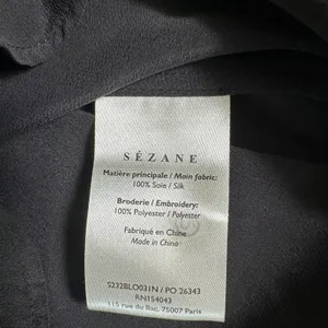 Sézane black Juliette blouse 100% silk US 8 Size M thumbnail 4