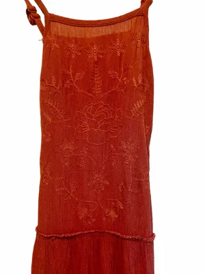 Mossimo Supply Co. Rust-Red Embroidered Spaghetti-Strap m Dress Sz XS thumbnail 2
