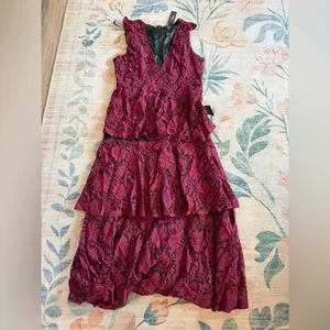 Lulu's Molinetto Burgundy Lace Ruffled Tiered Sleeveless Maxi Dress thumbnail 3