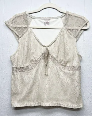 No Boundaries Girls Babydoll Lace Top Womens XS Fairy Grunge Boho Y2K Dainty thumbnail 1
