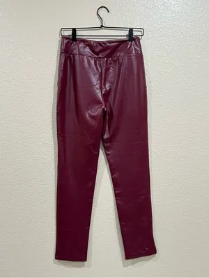 Francesca’s Alya Burgundy Faux Leather Ankle Pants NWT Size Medium thumbnail 5