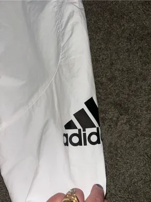 adidas White Track Joggers with Black Logo thumbnail 5