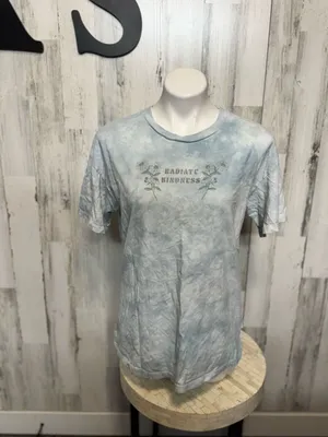 American Eagle Radiate Kindness Graphic Tee Womens XS Light Blue Tie Dye Cotton thumbnail 2